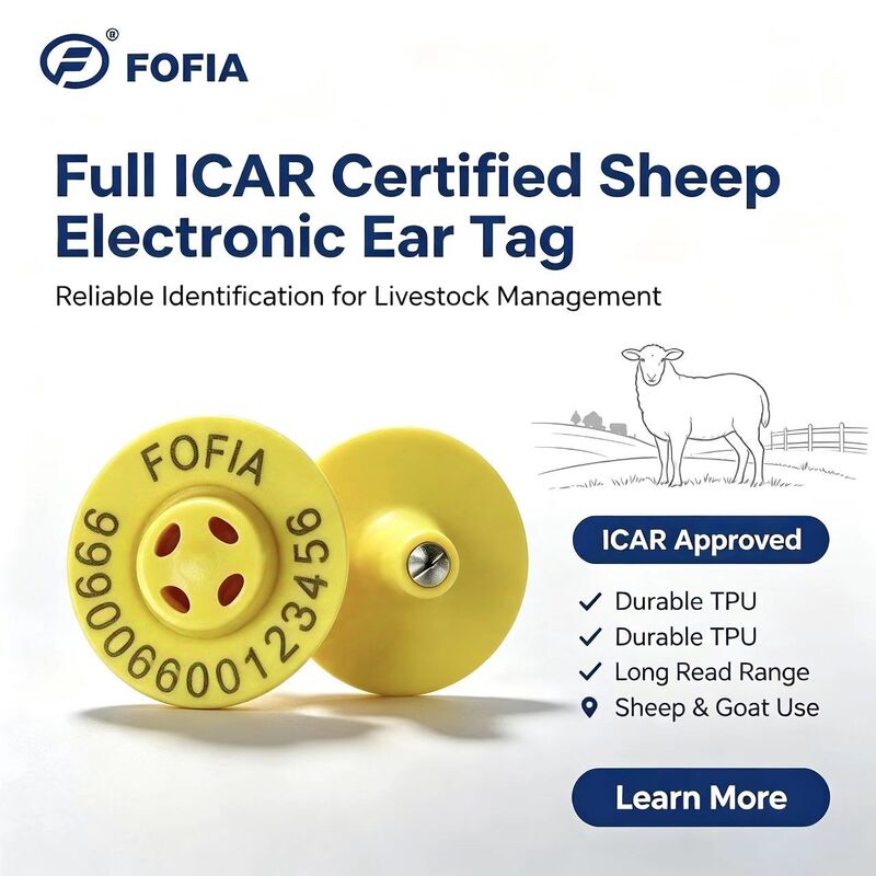 Etichette elettroniche di alta qualità ET957+T901 da 134,2 kHz in TPU per ovini, bovini e animali da fattoria, portata di lettura di 10 cm, -20~80°C, OEM