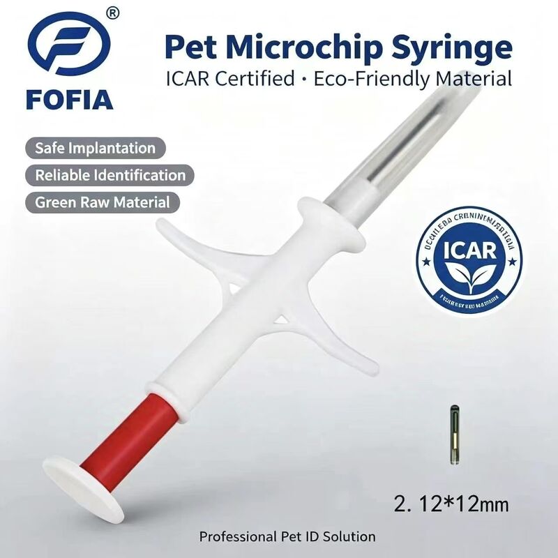 2026 2,12*12mm Vendita a caldo Fofia RFID 134,2kHz Microchip per animali ZS006 con IP67 impermeabile per iniezione di animali domestici da bestiame coniglio