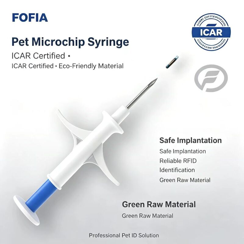 FOFIA ZS007 Certificato ICAR Microchip RFID per Animali 134.2kHz FDX/EM4305 Impermeabile IP67 Bianco PP 1.4x8mm Cane Gatto Coniglio Bovini Nuovo