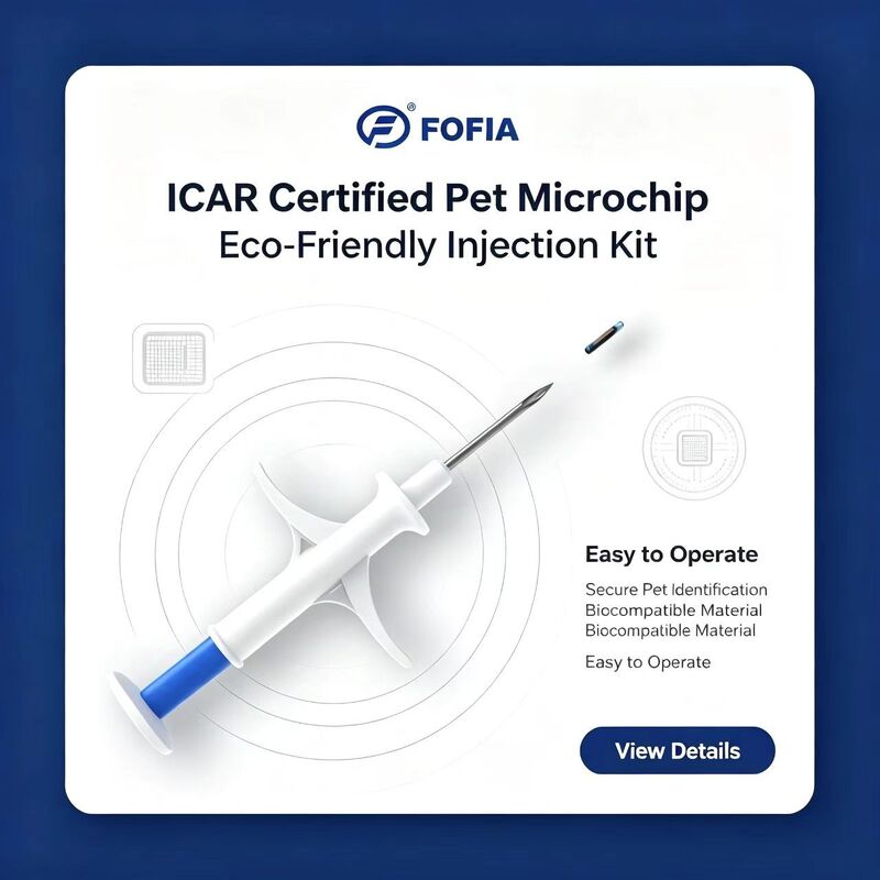 FOFIA ZS007 Certificato ICAR 134.2kHz RFID Microchip per animali FDX/EM4305 IP67 impermeabile PP bianco 1.4x8mm Cani Gatti Animali domestici