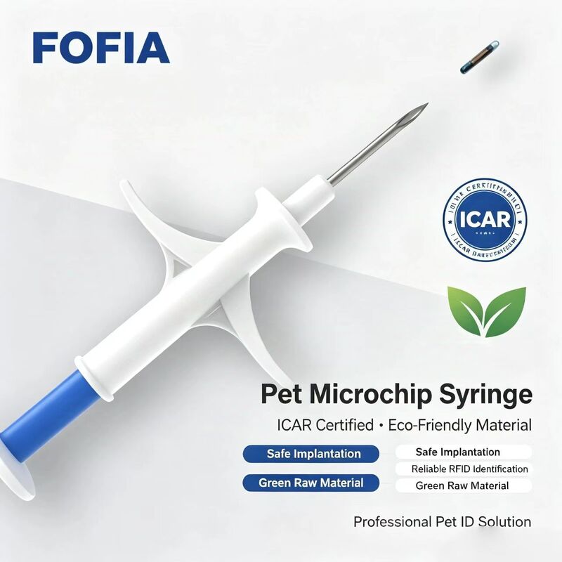 FOFIA ZS007 RFID 134.2kHz Microchip per animali FDX/EM4305 Chip IP67 impermeabile Imballaggio in plastica iniettabile per animali domestici Nuovo 1.5