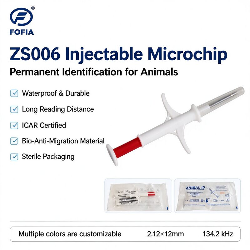Fofia ZS006 Microchip RFID Iniettabile per Animali 134,2 kHz 2,12 X 12 mm IP67 Impermeabile Certificato ICAR ID Cane Gatto Coniglio