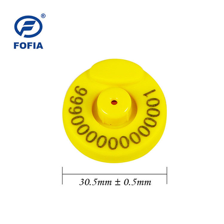 il bestiame di 134.2khz FDX-B etichetta con il marchio auricolare del chip TPU di RFID con il numero di stampa laser