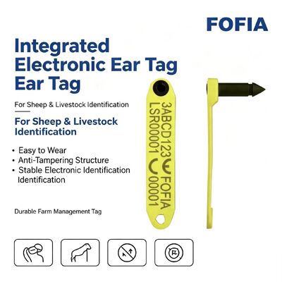 Nuova etichetta auricolare elettronica RFID Fofia resistente alle alte temperature, integrata, anti-perdita, codificata al laser ET969 per ovini gialli