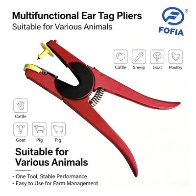 Pinza per applicatore di etichette auricolari rosse per bestiame, applicatore di etichette auricolari per identificazione animale per maiali, bovini e ovini